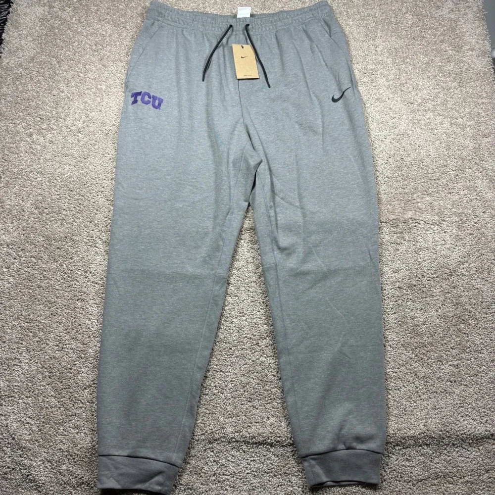 Nike TCU Horned Frogs Basketball Dri-FIT Practice Fleece Tapered Pants XLT Grey